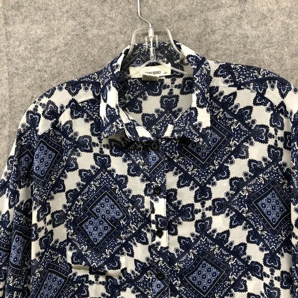 Sans Souci Oversized Chiffon Overshirt Womens XS Button Down High Low Paisley - Picture 3 of 8
